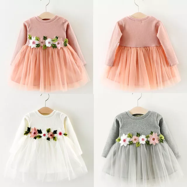 Girls Bridesmaid Dresses Baby Kids Flower Party Wedding Tutu Dress Princess NEW