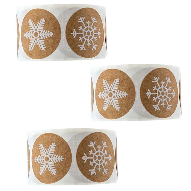 3 ROLLS OF Copper Adhesive Paper Snowflake Stickers of Christmas Gift ...