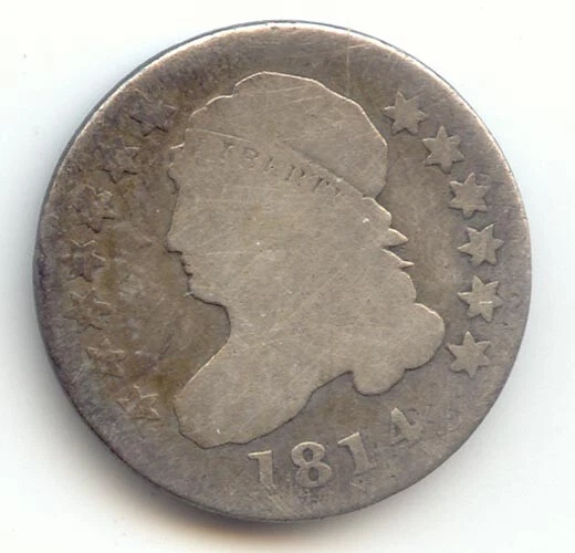 1814 Capped Bust Dime, Good/AG Details, Large Date