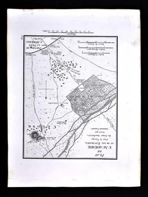 1822 Tardieu Map - Plan of the Acadamia Athens Ancient Greece Attica Kerameikos