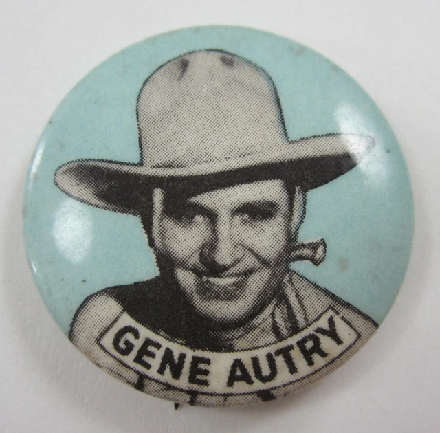 Vintage Gene Autry Singing Cowboy Western Movie Star Button Celluloid 1940-50's