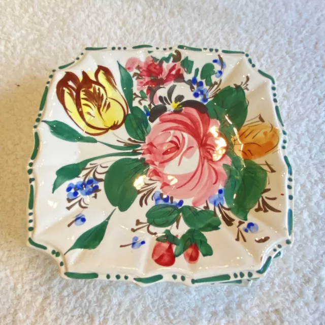 Hand Painted NOVE ROSE Floral Majolica Italian Large Serving Plate Roses