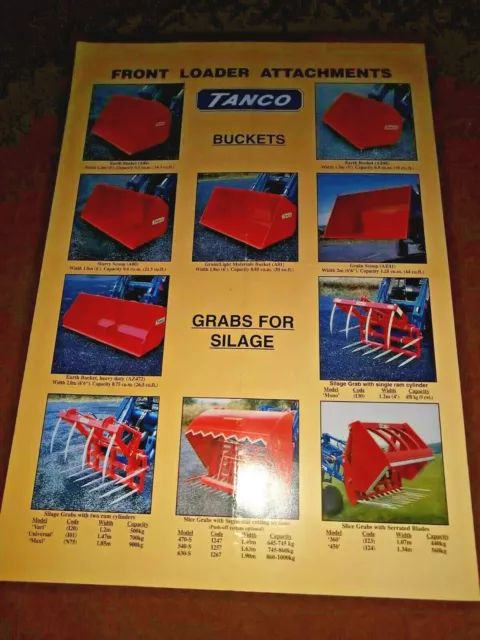 tanco buckets & silage grabs & forks & bale handling equipment sale brochure