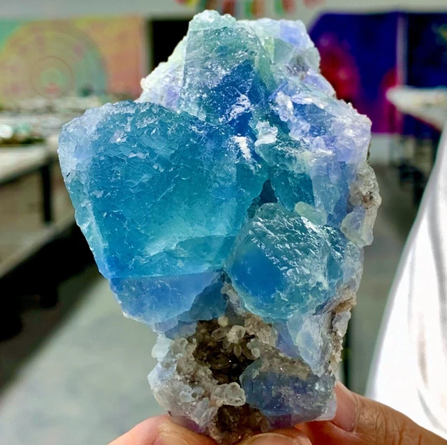 Cubes De Fluorite Bleu Et Violet – Spécimen Minéral De Mongolie Intérieure