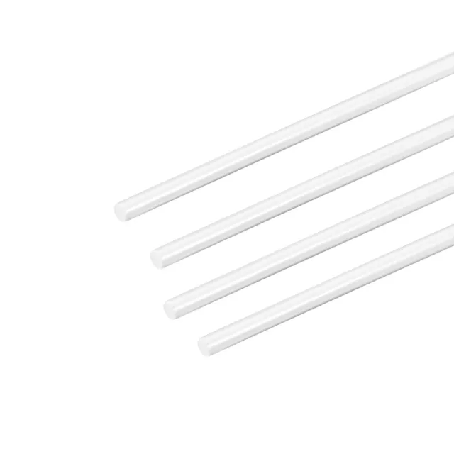 2mm x 50cm Barra redonda plástico ABS blanca para modelos arquitectónicos 4uds