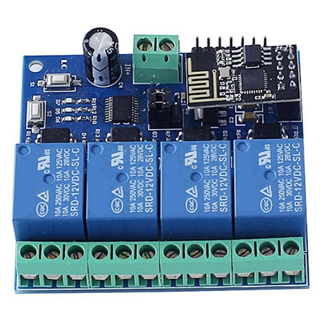 DC 12V ESP8266 ESP-01 4-Kanal Relais Modul WiFi Modul für IoT  Hause Handy 1256