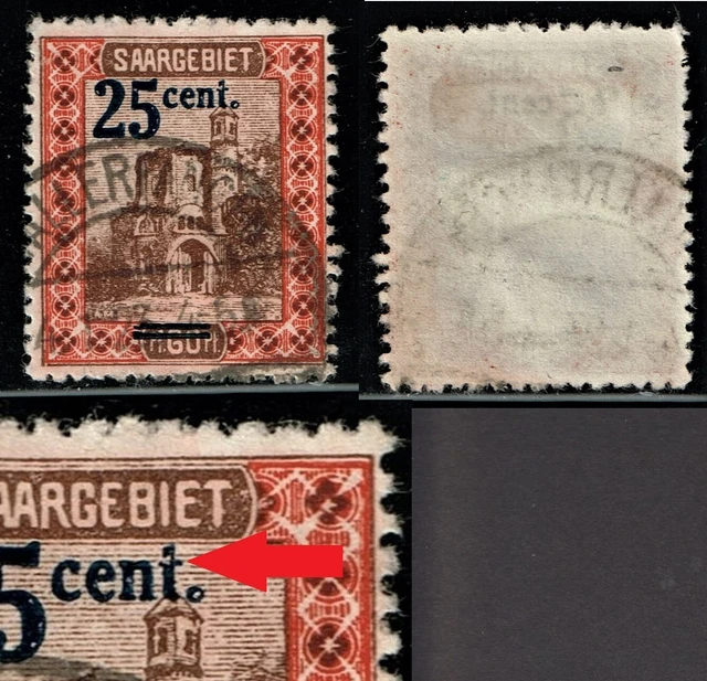 Saargebiet 1921 Mi.-Nr. 75 III PF Plattenfehler gestempelt 