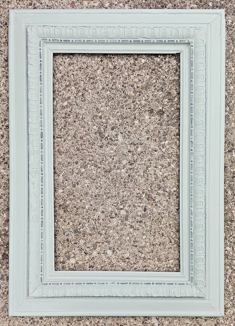 Antique Victorian Mint Green & Gray Dotted Shells Art Wood Frame 14 x 24