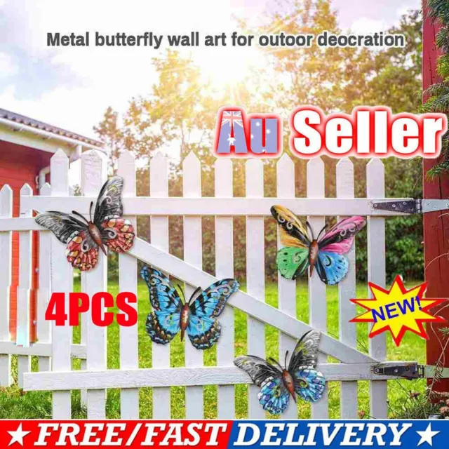 Pack of 4 Large Metal Butterflies Garden Ornament Butterfly Wall Art Home DecCG