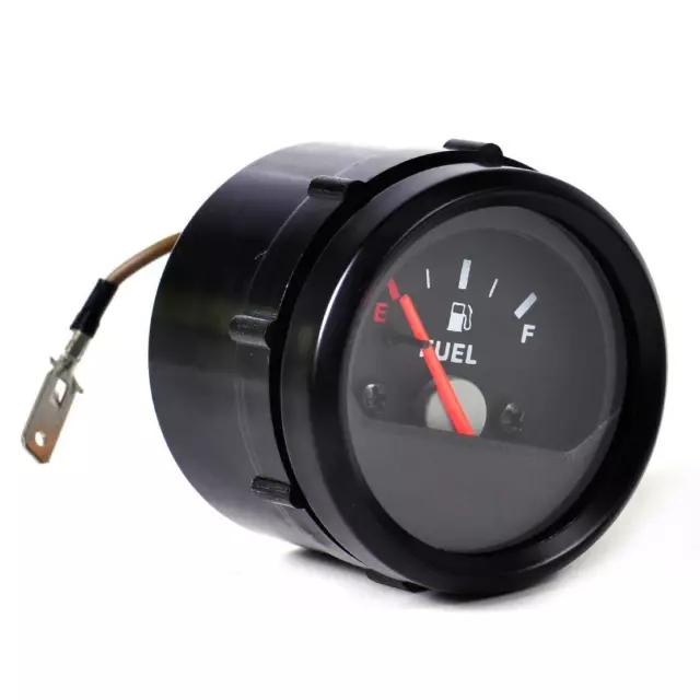 Motorcycle 2" 52mm 12V Fuel Level Gauge Meter E-1/2-F Pointer Black Face Rim Nm