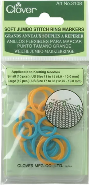 Clover Soft Stitch Jumbo Ring Markers-20/Pkg 3108