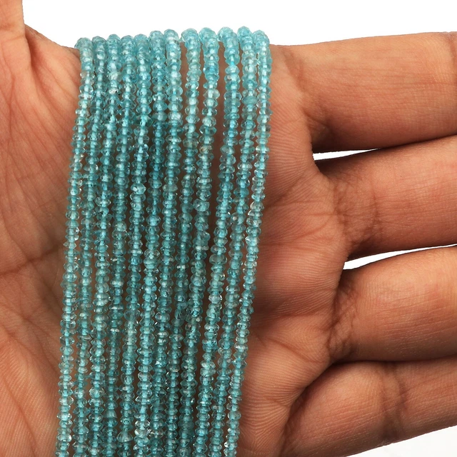 Natural Apatite Rondelle Faceted Gemstone Loose Spacer Beads Strand 2-2.5mm 13''