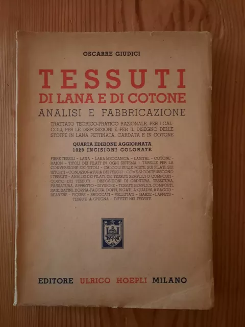 Tessuti di lana e di cotone Ulrico Hoepli Giudici Oscarre 1943