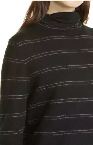 Vince Sweater Black Turtleneck Stripes Cashmere Sz XXS NEW NWT N146 2