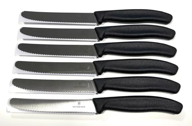 6 Stück Victorinox Brötchenmesser Küchenmesser Tomatenmesser schwarz 2