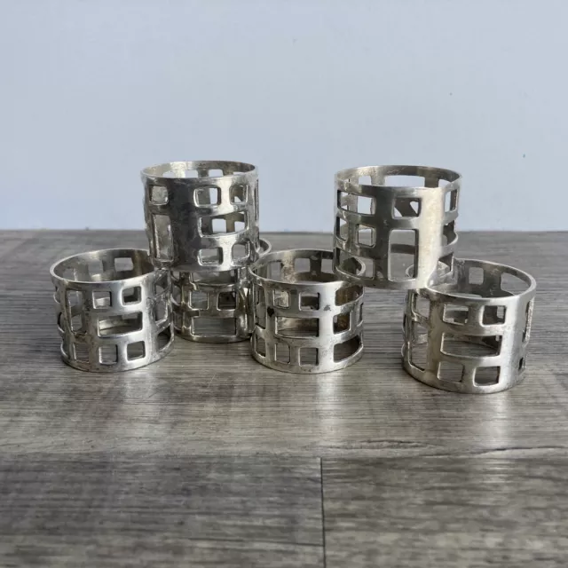 Set Of 6 Silver Plated Napkin Rings - Cut Out Pattern: JOHN LEWIS