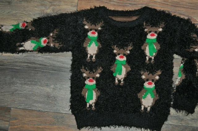Maglione maglione bambina noce moscata 18-24 mesi festività natalizie inverno