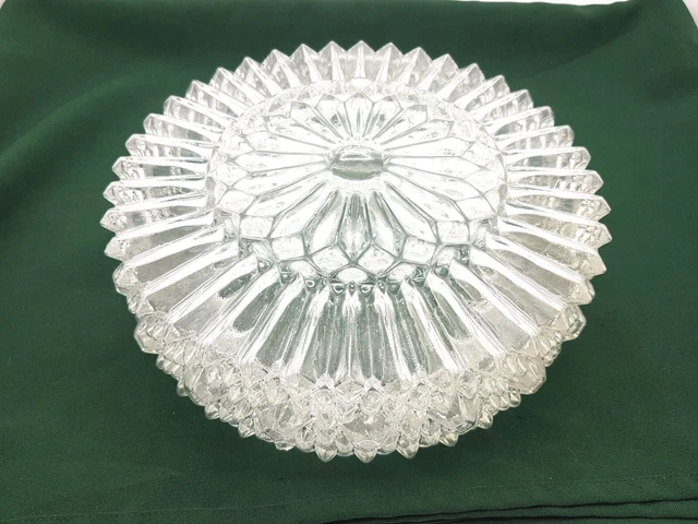 Ancien PLAFONNIER APPLIQUE verre moulé diam 24.5 cm  Vintage Très épais