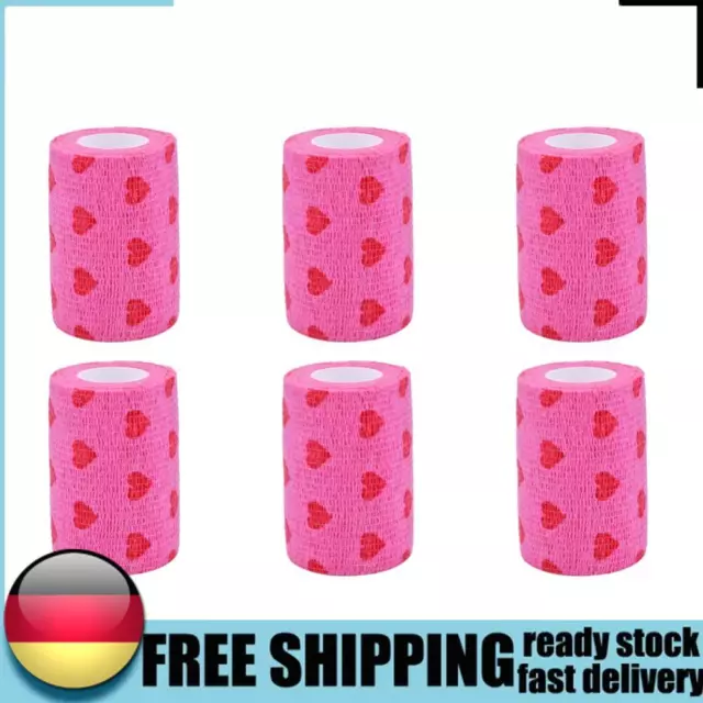 Rose Red Heart Rolls Bandages Practical Elastic Wound Tapes for Pets Animal (L)