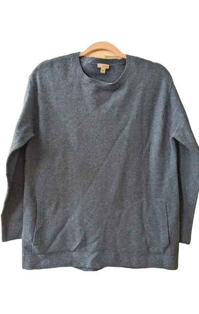 JJill PURE JILL Sweater Womens Medium Solid Blue Alpaca Wool Blend Tunic Pockets