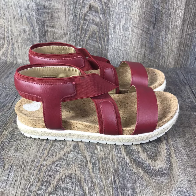 Adrienne Vittadini Red Maroon Pritin Womens 6.5M Stretch Sport Platform Sandals