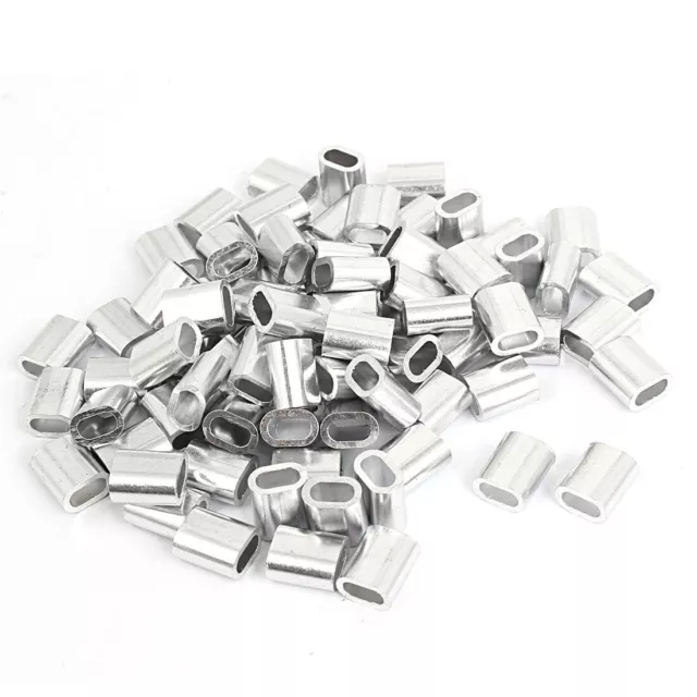 80pcs M4 Oval Aluminum Sleeves Clamps for 4mm Wire Rope Swage Clip