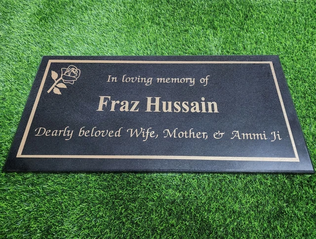 24"x12" Memorial Black Granite Plaque Human Grave Marker Headstone For Cemetery