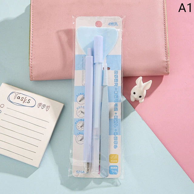 4 Pcs Craft Basic Set Tools Kits Including Paper Cutter Tweezers Scraper Glue