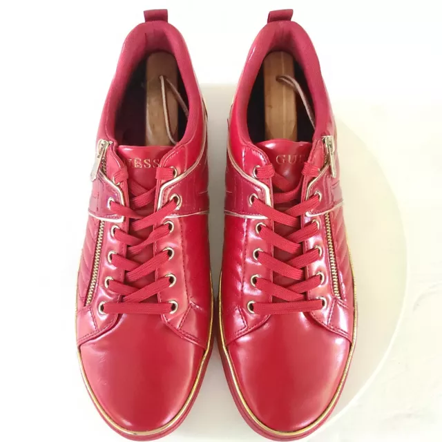 Guess U.S.A. Gold Red Low Top Zipper Sneakers Men's Size US 12