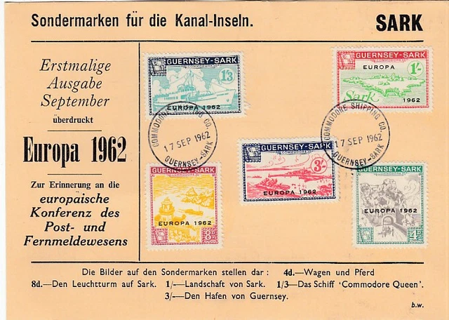 Cinderella Sark Europe Cept 1962 Gedenkblattt