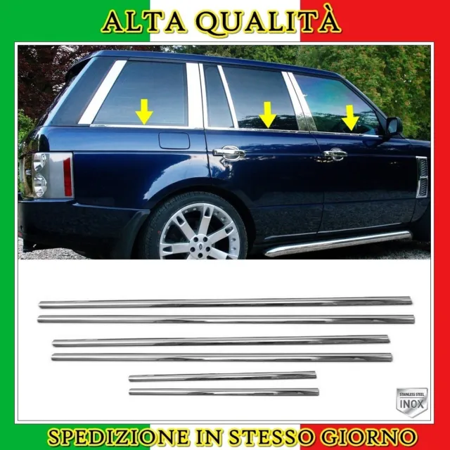 Strisce Cromate Sotto Finestrini 6 pz ACCIAIO Per RANGE ROVER L322 2002 al 2012