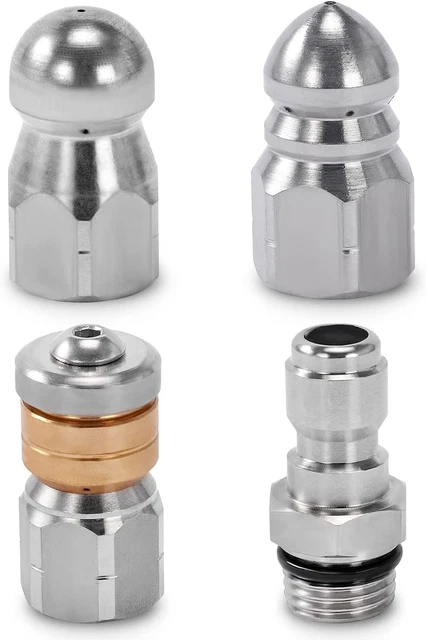 3 Pcs Sewer Jetter Nozzle Pressure Washer 1/4'' Quick Connect 5000 PSI FREE SHIP