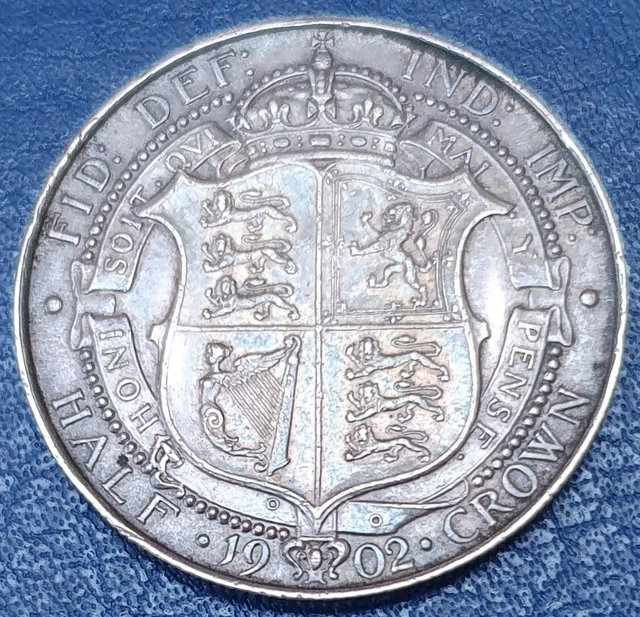 Superb 1902 Edward VII Silver (0.925) Half Crown Coin