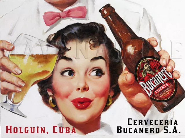 Cuba BUCANERO CERVEZA Vintage Style Pinup Girl Print Poster Art CUBAN BEER AD