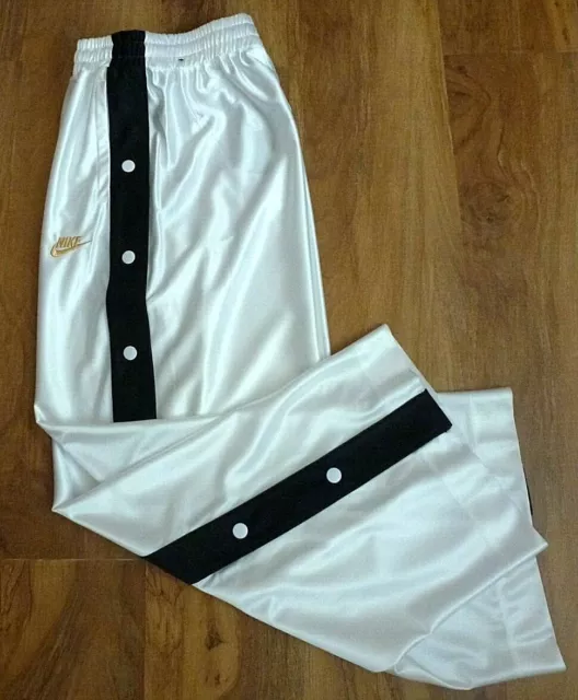 NWT Nike Women's Sportswear Popper Glam Dunk Old-School Snap Pants White Large