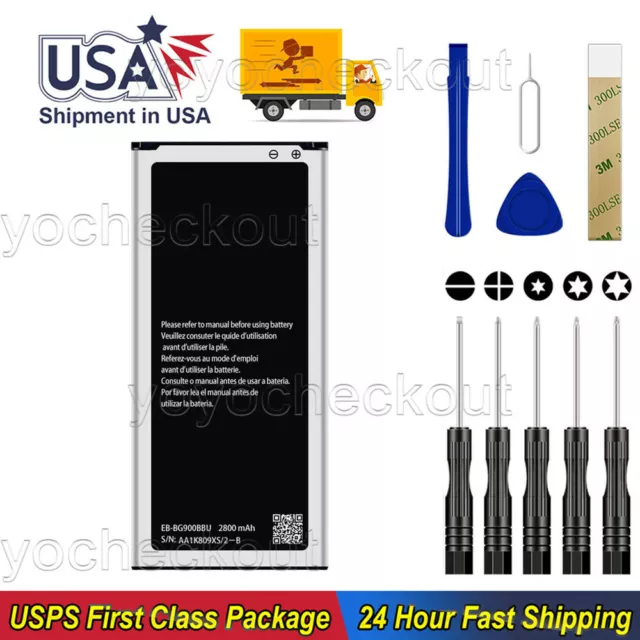 For Samsung Galaxy S5 Cell Phone Battery EB-BG900BBU 2800mAh 3.85V NEW + Tool