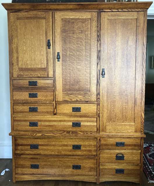 RESTORATION HARDWARE MISSION 2 Piece Oak Armoire Dresser Michaels