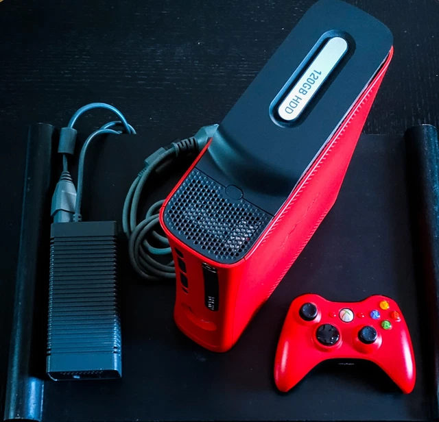 Console Xbox 360 E 500 Go Bleue – édition Collector, Avec Manette Et Alimentation