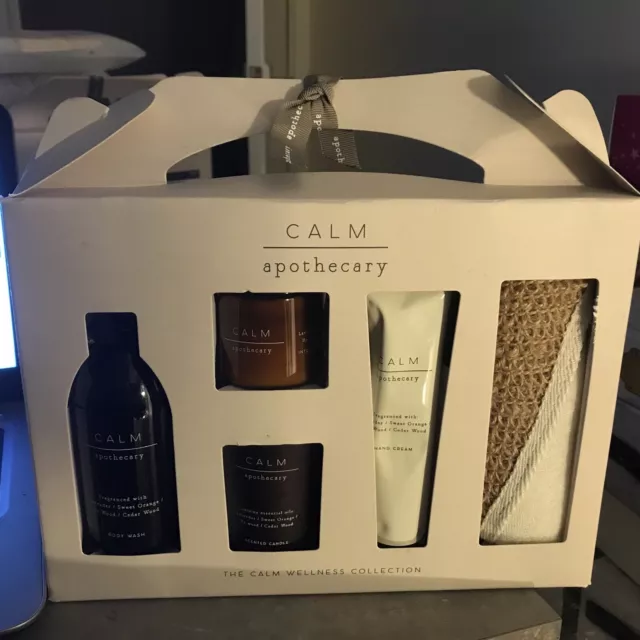 M&S Apothecary Calm 5 Piece Gift Set Calm Wellness Collection Body Candle Hand