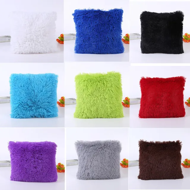 Soft Plush Square Pillow Case Sofa Waist Throw Cushion Cover Home Decor Fluffy 3