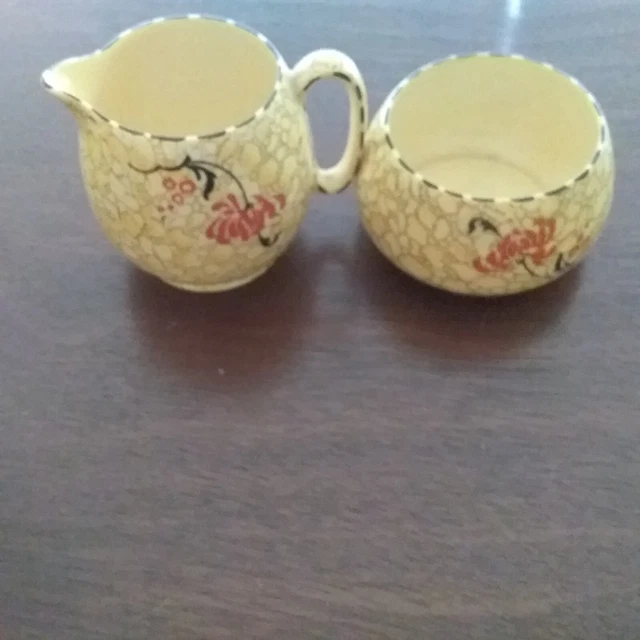 Royal Winton Grimwades Yellow Pebble Chintz Creamer and Open Sugar Bowl