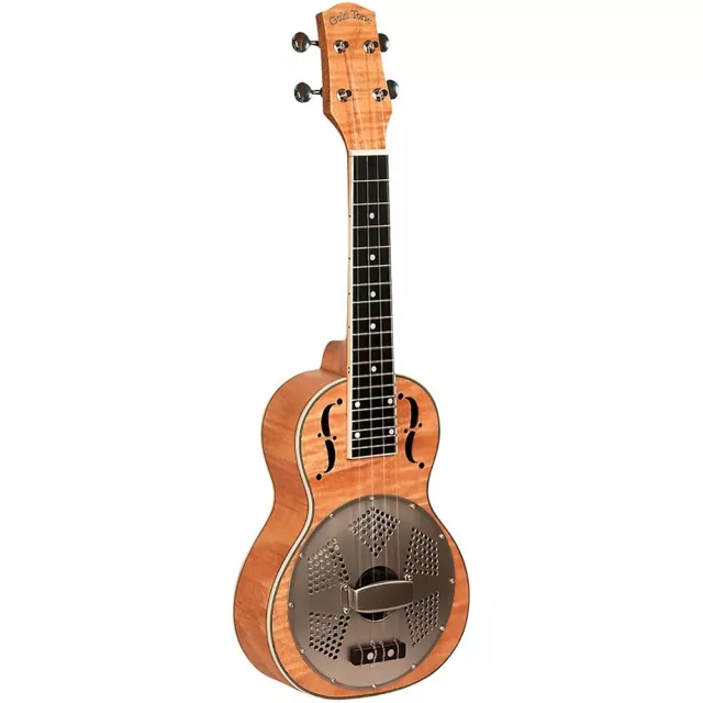 Gold Tone Left-Handed Tenor-Scale Curly Maple Resonator Ukulele with Gig Bag