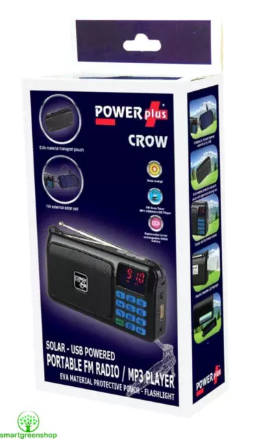 POWERplus Crow Solaire / USB Alimenté Radio Fm, MP3 Lecteur & Lampe Torche 2