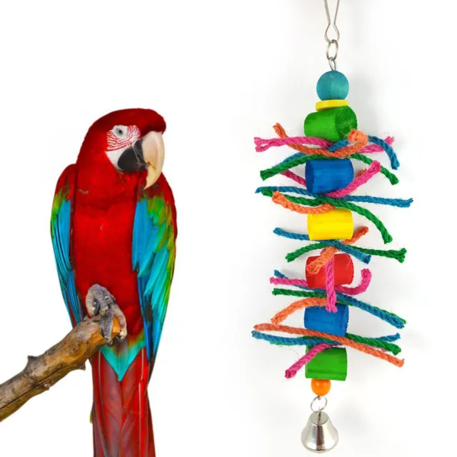 Hängen Papageien-Vogel-Spielzeug bunten Holz-Block Chewing Spielzeug