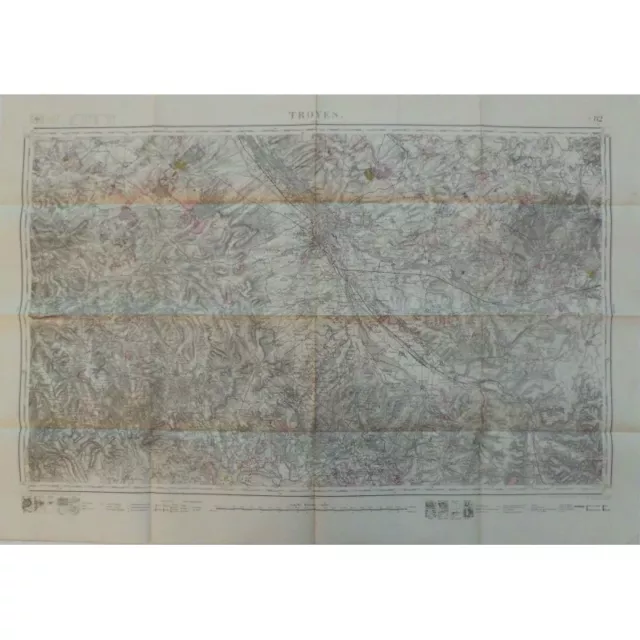 CARTE Etat Major TROYES VENDEUVRE ETISSAC VILLEMAUR S PHAL Levé 1839 Révisé 1887