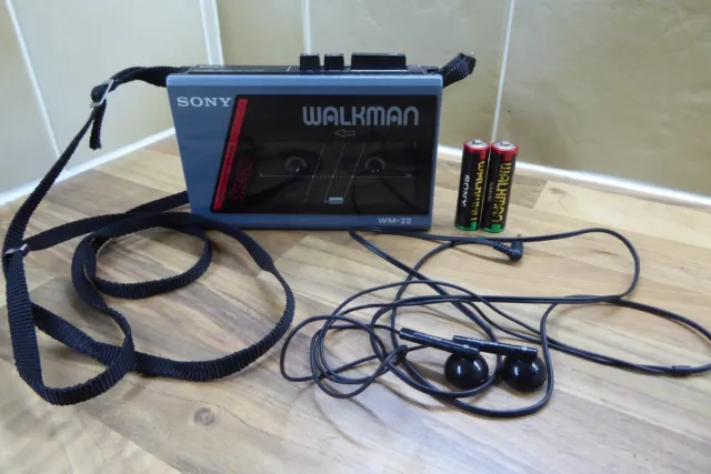 Vintage Sony Walkman WM-22 Personal Cassette Tape Player Blue / Grey
