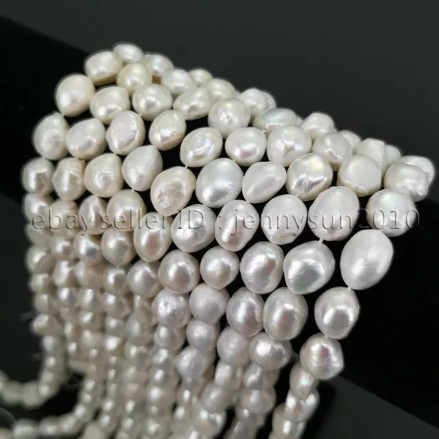 Natural Baroque White Pearl Freeform Potato Beads 14'' 4mm 6mm 8mm 9mm 10mm 12mm 2