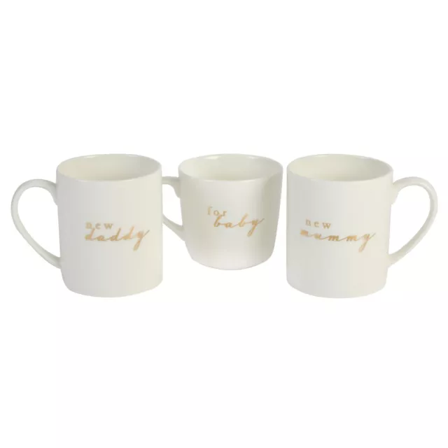 Newborn Mug Set New Mummy, Daddy & Baby Novelty Mugs Gift Pack Bone China