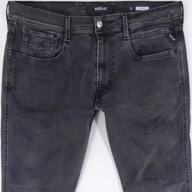 MENS REPLAY M914 ANBASS Stretch Slim Tapered Grey Jeans W36 L32 $43.57 ...