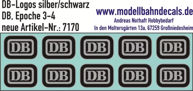 10 DB-Logos (Keks) Spur 1 schwarz/silber - Decals NEU 032-7170